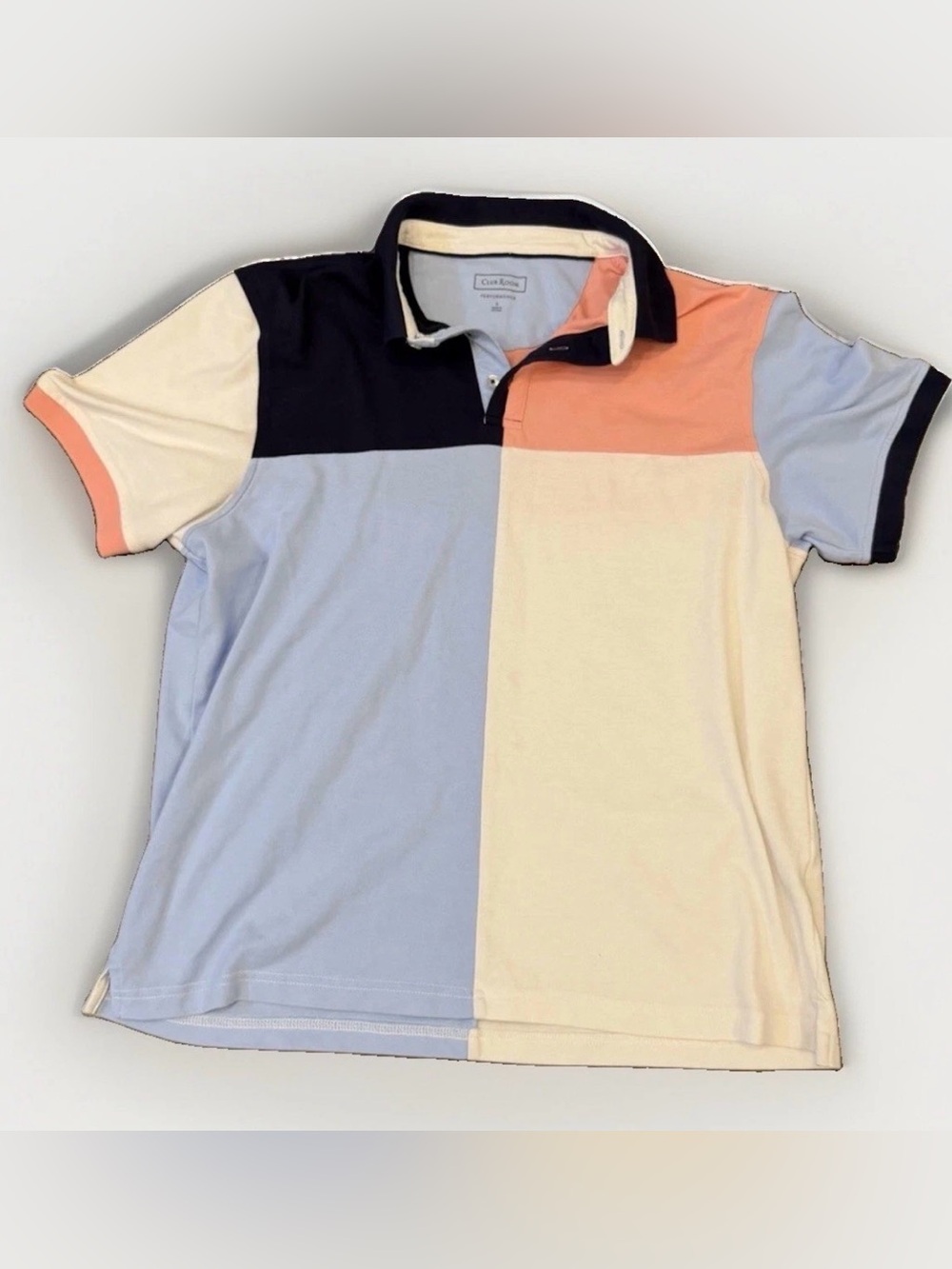 Club Room Performance Retro/Vintage ColorBlock Men’s Polo Shirt Size L